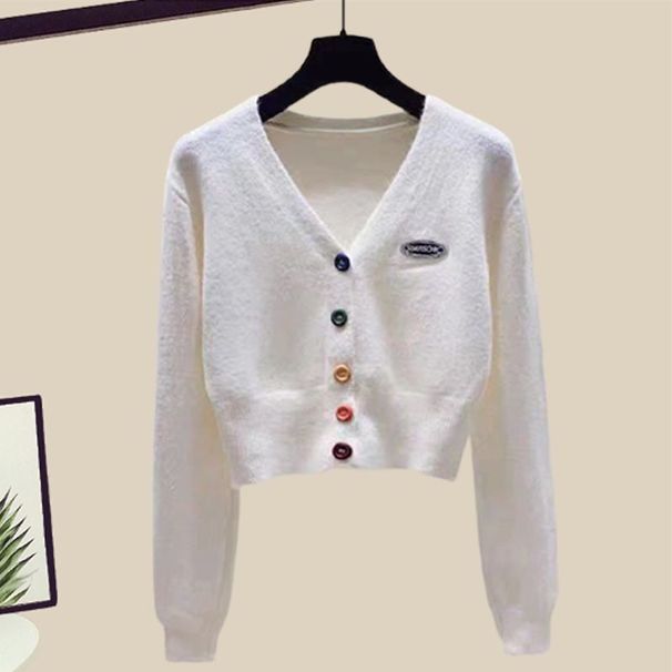 Abbigliamento da donna Temperamento Completo per donna in autunno Maglione corto Popolare Vita alta Lavare Pantaloni a gamba larga Casual Completo a due pezzi_voghion.com