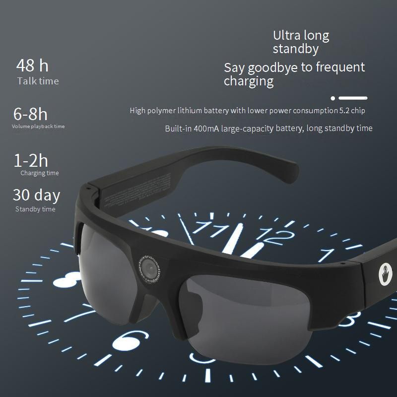 Smarte Sportbrille mit 8-MP-Kamera, Bluetooth, 256 GB Speicher und Touch-Steuerung – HD-Aufnahme, Live-Streaming, Freisprechkomfort – Schwarz_voghion.com