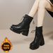 【9.5cm Heel Lift】Women's Faux Fur Martens 25 Winter New Arrival Versatile Thick Soles Mid-Calf Elastic Boots_voghion.com