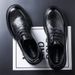 Scarpe casual in pelle da pendolarismo da lavoro nere con punta tonda e stringate di mezza età, da uomo_voghion.com