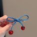 Accessorio per capelli con fiocco di ciliegia in denim da donna, novità 2025_voghion.com