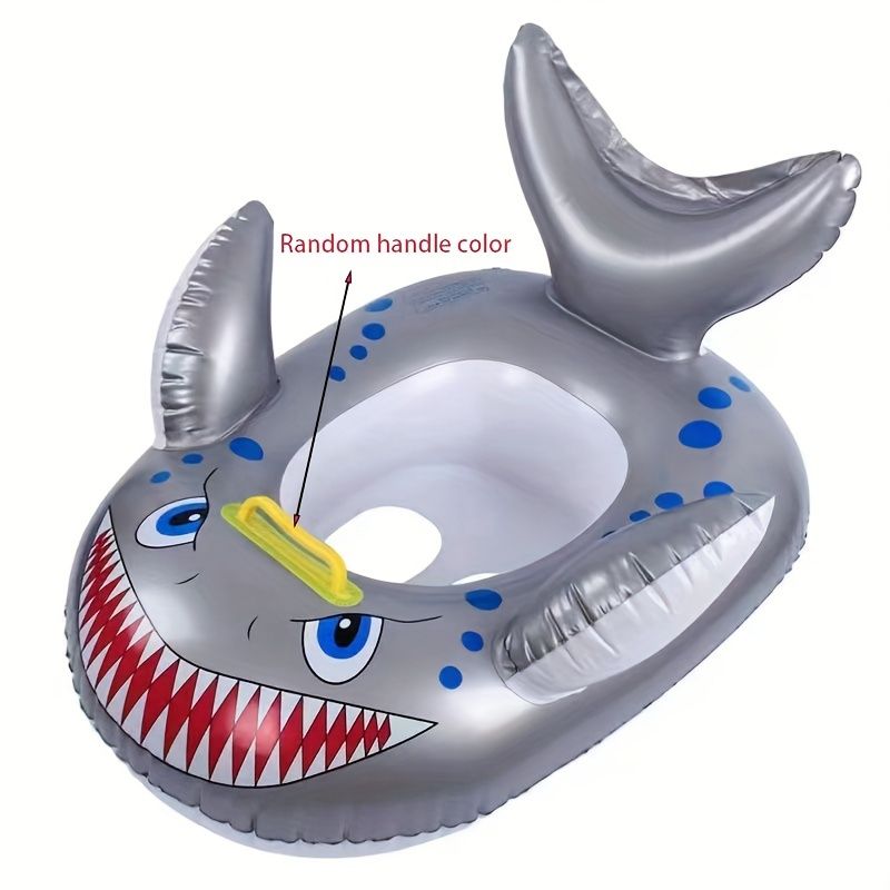 1 stk fortykket PVC Sølvfarvet Shark Svømmering, oppustelig vand, flydende monteret svømmecirkel_voghion.com