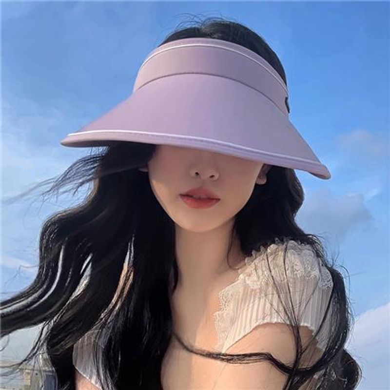 UV Sunscreen Hat Women's Summer UV Protection Sun Hat Face Covering Sun Hat Large Brim Cycling Breathable Empty Top Hat_voghion.com