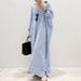 Cross Border 2025 Southeast Asia New Cotton And Linen Striped Cardigan Loose Large Size Temperament Commuter Dress Female_voghion.com