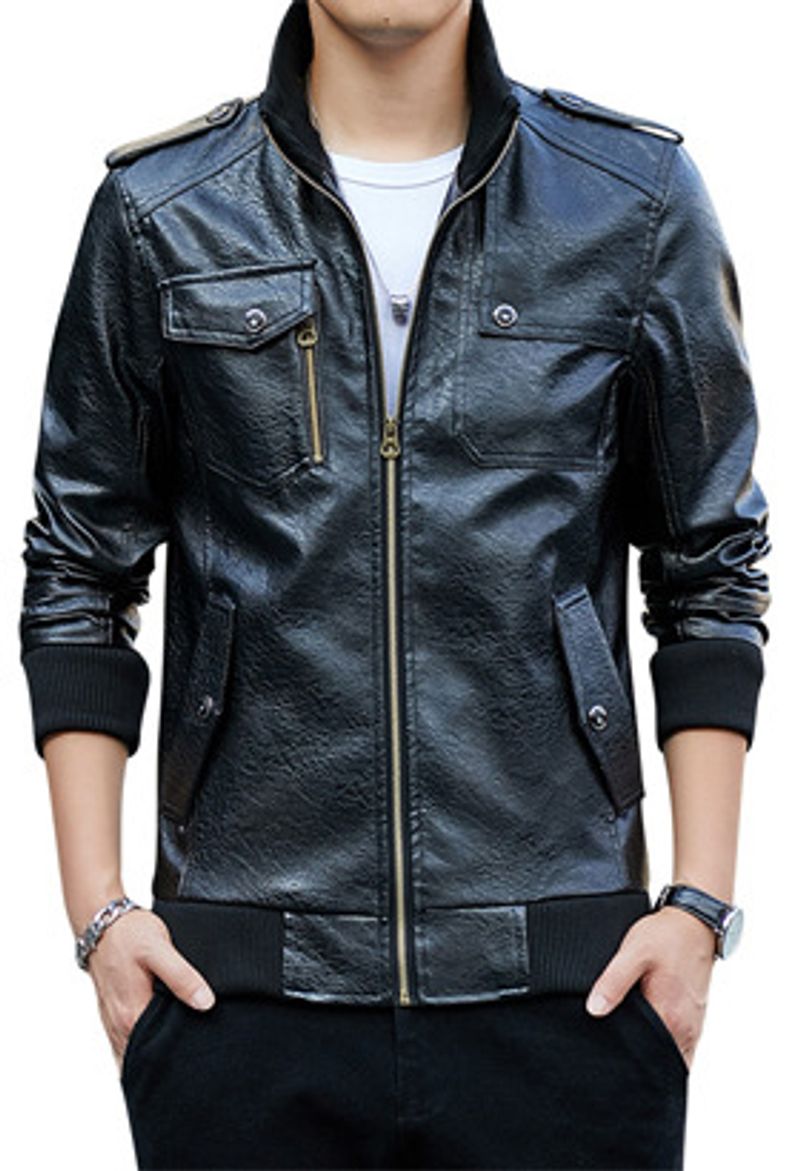 Abbigliamento da uomo Cappotto da uomo casual in pelle PU primavera e autunno da uomo in pelle PU_voghion.com