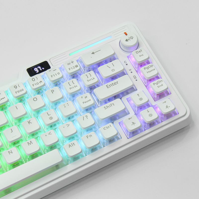 Benutzerdefinierte ZA670 PRO Pudding Mechanische Tastatur Tastenkappen Drahtlose Bluetooth RGB Bildschirm Multimedia Knopf_voghion.com