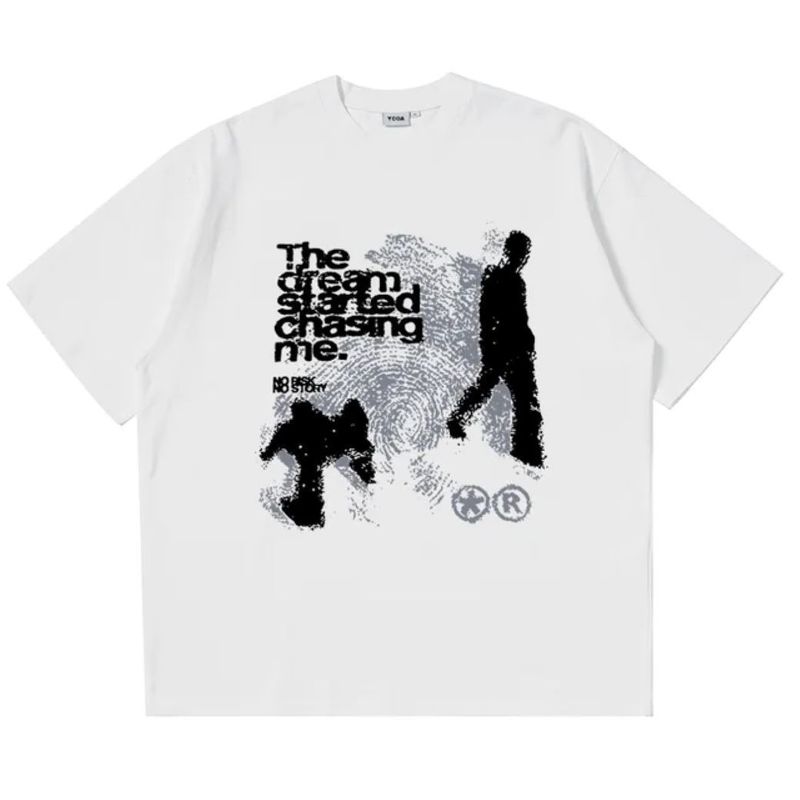 Übergroßes Baumwoll-T-Shirt für Herren im Y2K-Stil, Vintage-Streetwear, kurzärmliges T-Shirt mit Schattendruck, Retro-Grafik_voghion.com