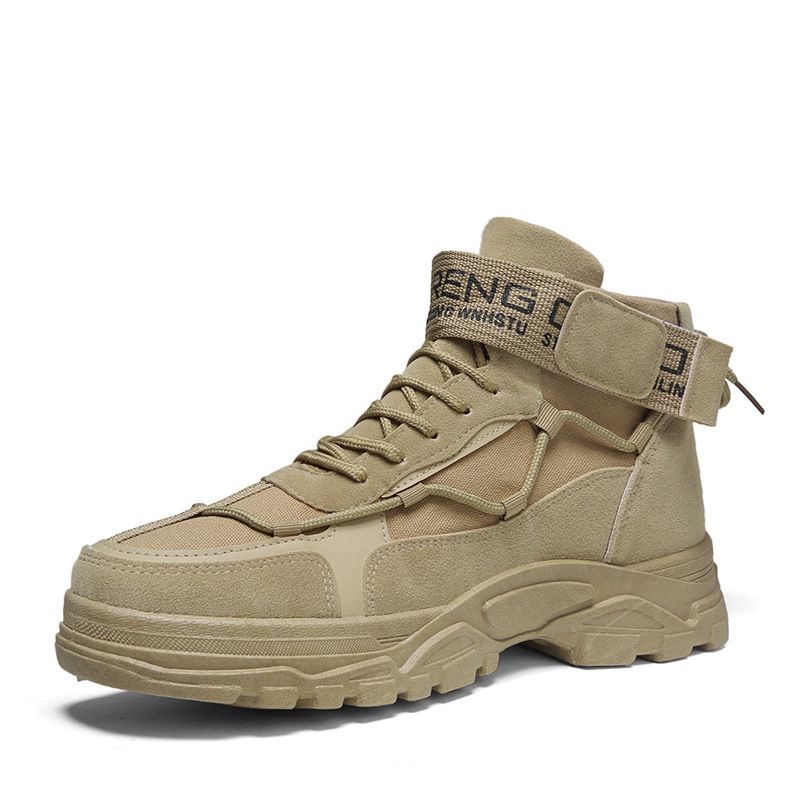 Høst og vinter høye snørestøvler Martin-støvler pustende utendørssportsplattformsko herre rund tå trendy ettlagssko i batch_voghion.com