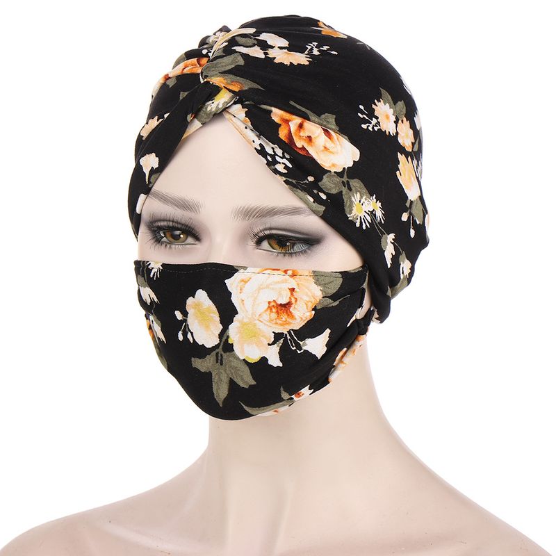 Conjunto de máscara com capuz torcido, botão anti-estrangulamento, turbante muçulmano, chapéu em estoque_voghion.com