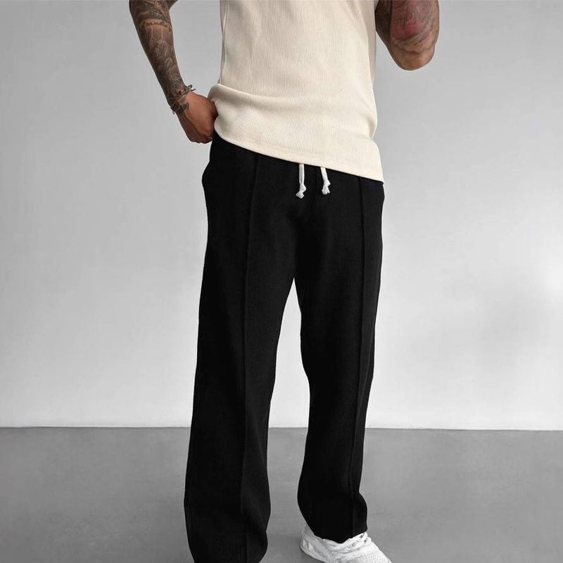 Männer Kleeder Hosen Fitness Drawstring Hosen Gëeegent fir Sport a Casual Wear Sweatpants_voghion.com