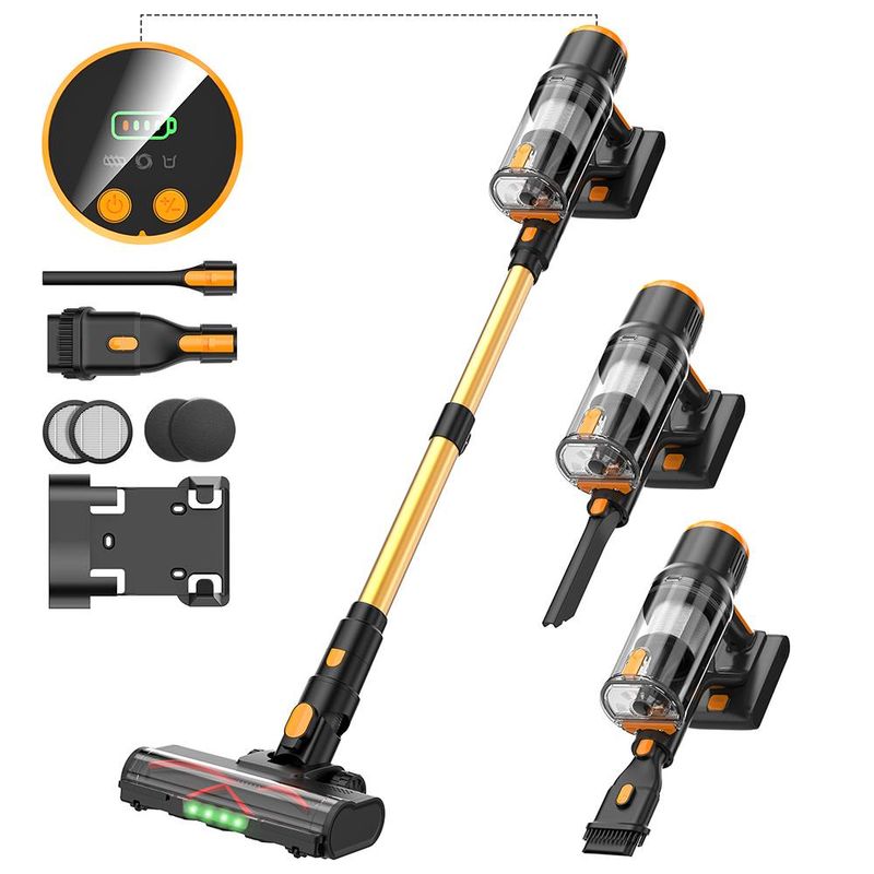 Cordless Stick Vacuum Cleaner - 550W 45KPA 55 Min Runtime, Wall Charging, Freestanding, For Home/Pet Hair/Carpets/Hard Floors/Tile_voghion.com