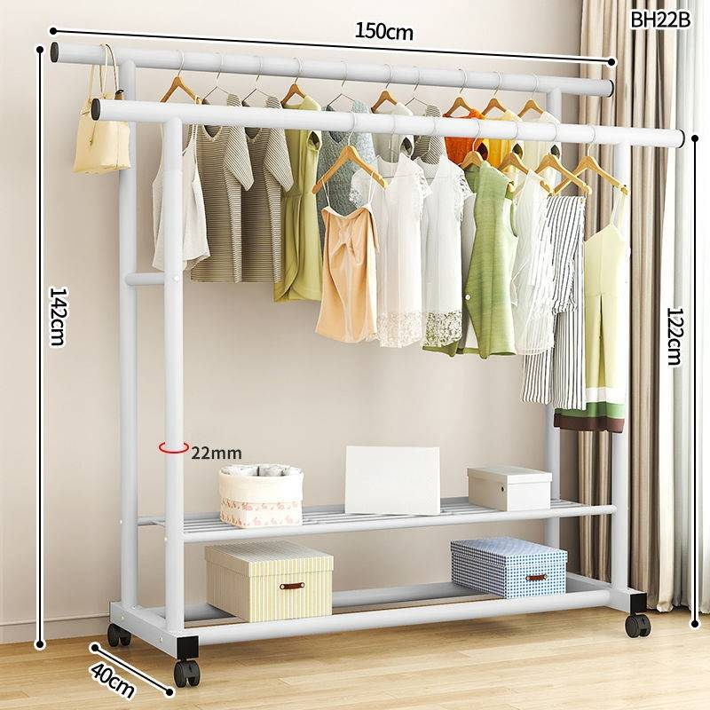 Suszarka do ubrań o regulowanej wysokości – wytrzymała stalowa suszarka do prania do domu, akademika i balkonu, mobilna z kółkami, oszczędzająca miejsce konstrukcja_voghion.com
