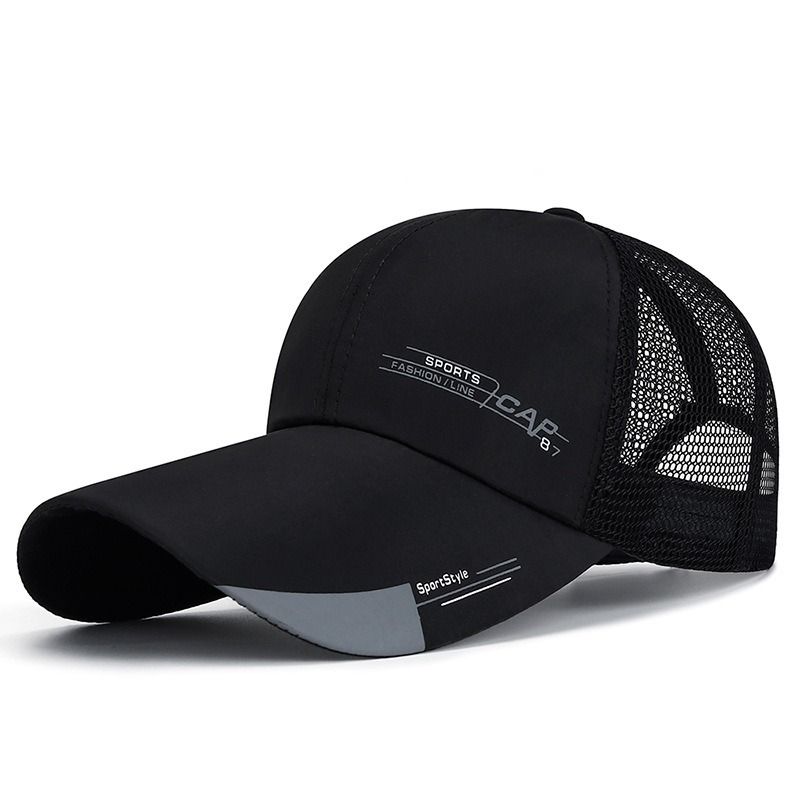 Sommer Mesh Atmungsaktive Erweiterte Traufe Sonnenschirm Baseball Hut Herren Seide Gedruckt Kappe Halb Mesh Große Traufe Niedrigen Preis Hut_voghion.com