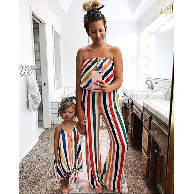 Mother&Kids Striped top top jumpsuit for family_voghion.com