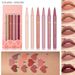 Juego de 6 lápices labiales líquidos y delineadores de labios, colección de tintes para labios, en forma de calabaza, duraderos, de fácil deslizamiento, en tonos nude mate, aplicación de contorno de labios y delineador de labios_voghion.com