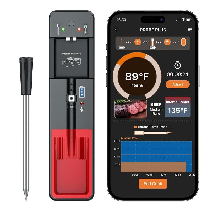 Termometru inteligent wireless Bluetooth pentru grătar, pentru uz casnic_voghion.com