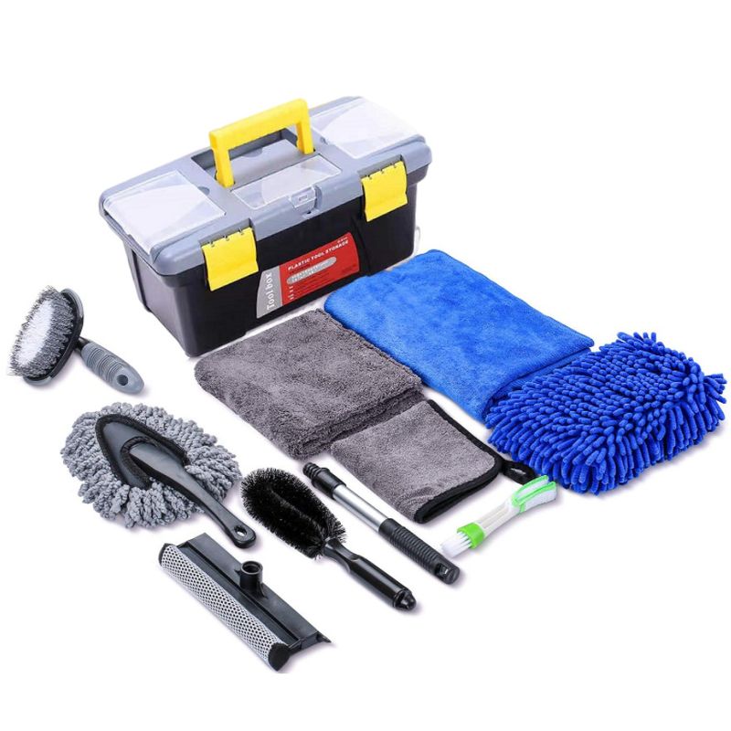 Coffret de rangement pour outils à vendre, ensemble de 10 pièces, essuie-glace pour pneus, brosse de nettoyage pour perceuse électrique, brosse de lavage de voiture_voghion.com