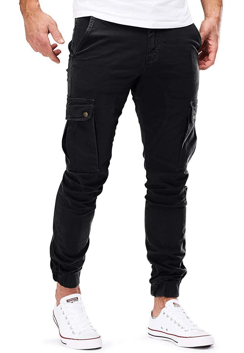 Herbst Neue Herren Cargohose Herren Overalls Multi-Taschen Einfarbig Hose Hose Slim Fit Jogginghose_voghion.com