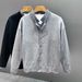 Cardigan da uomo in maglia con patchwork scozzese - Pullover casual ampio e aperto sul davanti per autunno inverno_voghion.com