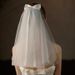Velo da sposa Certificato di stile del matrimonio da sposa, copricapo con fiocco corto, certificato fotografico, velo_voghion.com