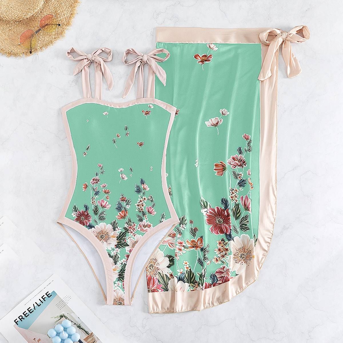 Europejski i amerykański konserwatywny strój kąpielowy jednoczęściowy, szyfonowa spódnica, dwuczęściowy swobodny brzuch zakrywający damski strój kąpielowy_voghion.com