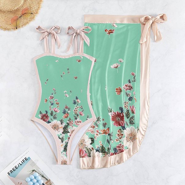 Europejski i amerykański konserwatywny strój kąpielowy jednoczęściowy, szyfonowa spódnica, dwuczęściowy swobodny brzuch zakrywający damski strój kąpielowy_voghion.com