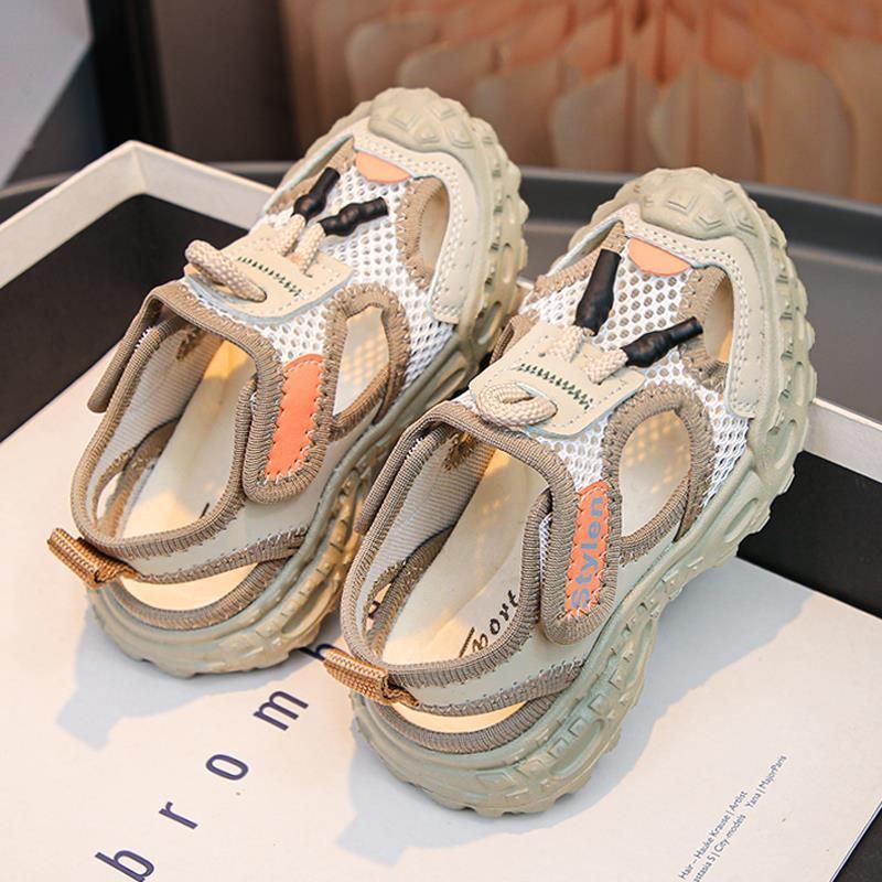Baotou Boys' White Mesh Sandals, Summer Ition 2025 New Hollow Breathable Children's Sports Shoes, Small And_voghion.com