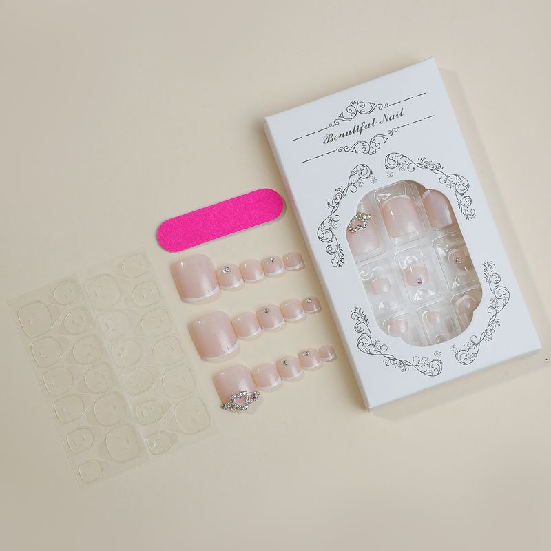French Wearable Toenails Sequins Heart Rhinestone Nail Patches Wearable Toenail Patches Nail Art Toenails_voghion.com