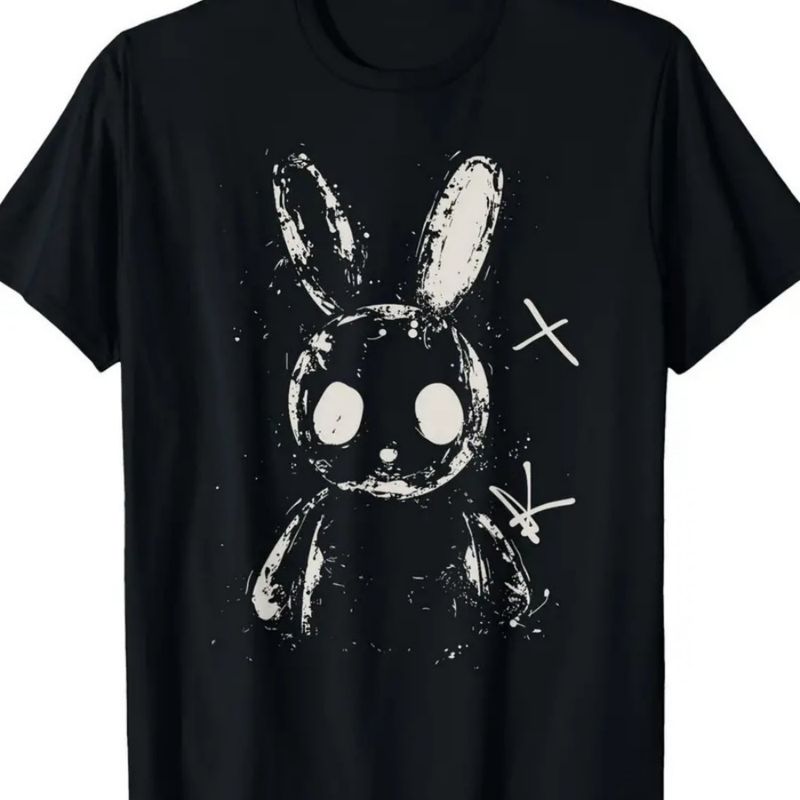 Creepy Cute Bunny Rabbit Alt Goth Grunge Horror Aesthetic T-Shirt-220g._voghion.com