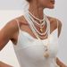 Light Luxury Pearl Bead Necklace Fashionable Ins Metal Pattern Heart Pendant Collarbone Chain_voghion.com