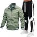 Herrenbekleidung Street Running Sports Jugend Fliegerjacke Spleißen Bedrucktes Jogginghosen-Set_voghion.com