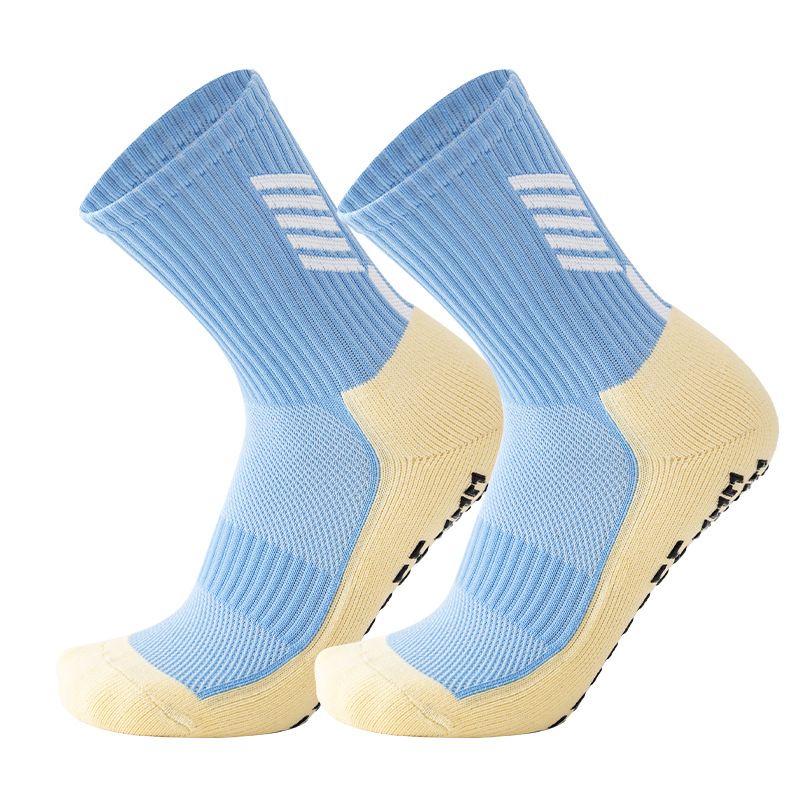 Calzini da calcio professionali da uomo con fondo antiscivolo in spugna punteggiata (sportivi, in misto poliestere traspirante, supporto plantare rinforzato)_voghion.com