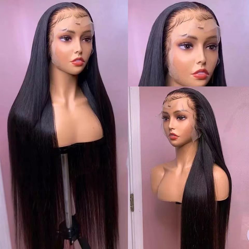 front lace wig ladies long straight hair high temperature silk chemical fiber headgear lace wig long found goods_voghion.com