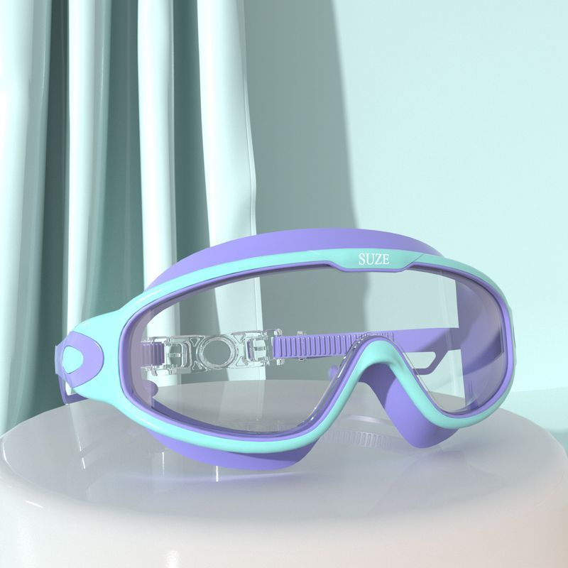 One-piece earplugs adult large frame high-definition waterproond anti-fog swimming glasses for men and women mya goggles_voghion.com