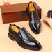 MUDESHEN Brogue Crocodile Pattern Men Slip-On Top Layer Cowhide Business Formal Leather Shoes_voghion.com