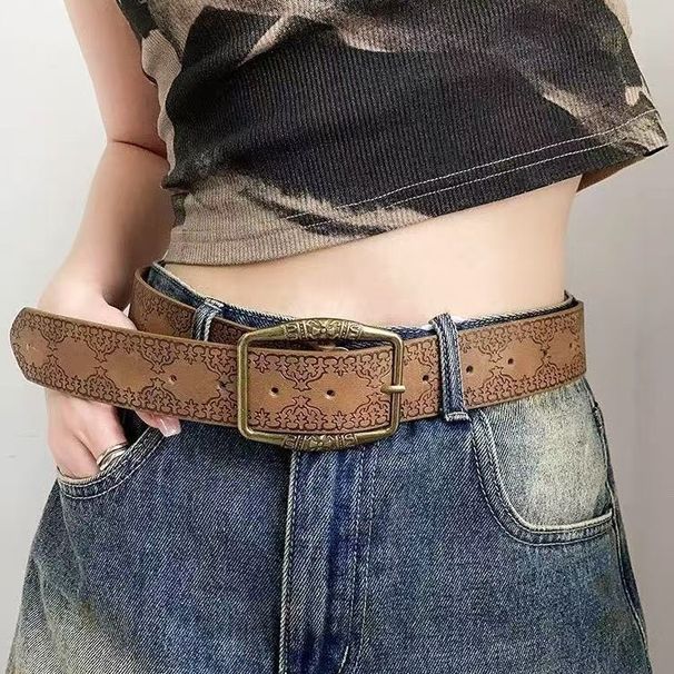 Gürtel im ethnischen Stil, Retro- und alter literarischer und vielseitiger Gürtel für Damen, personalisierte geprägte Freizeitjeans, Gürtelzubehör_voghion.com