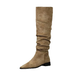 2025 Women's Knight Chunky Heel New Western Thigh High Thin Pipe Pleated Casual Boots Style Wear Comfortable Lightweight Personalized_voghion.com