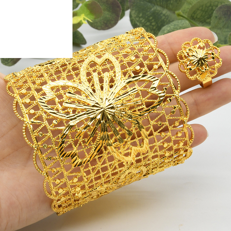 Rings gold Dubai bridal wedding jewelry bracelet ring ladies big sand gold bracelet ring jewelry wholesale_voghion.com