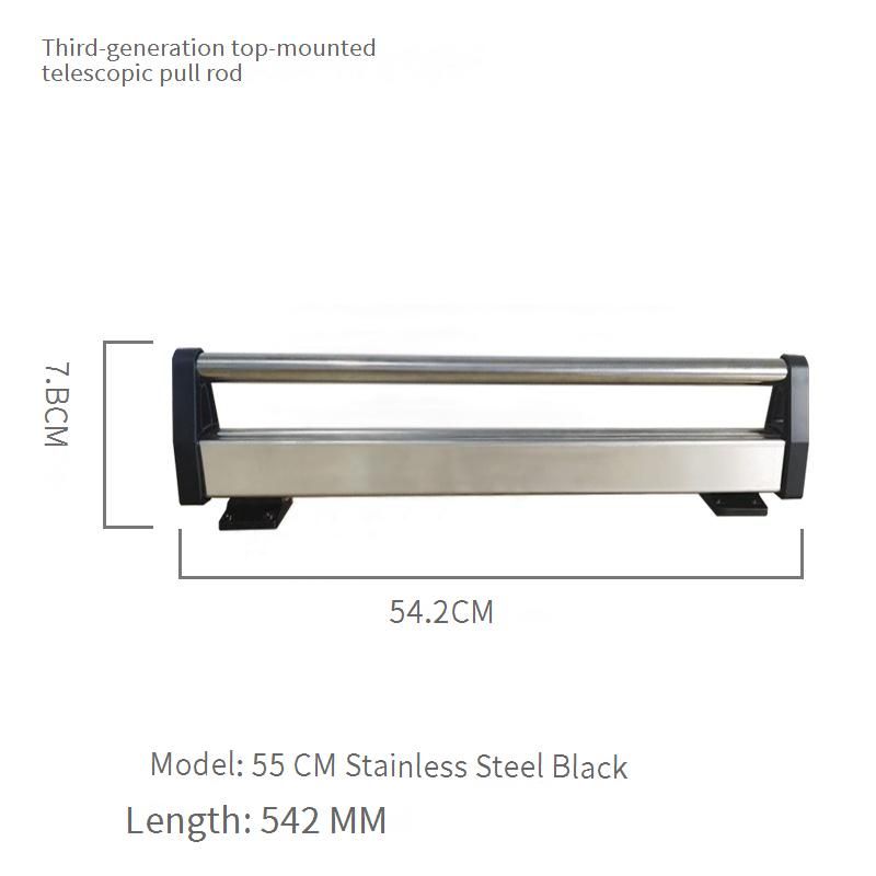 3rd Generation 55cm Stainless Steel Pants Hanger - Top Mount Extendable Rail System With Smooth Pull-Out Design_voghion.com