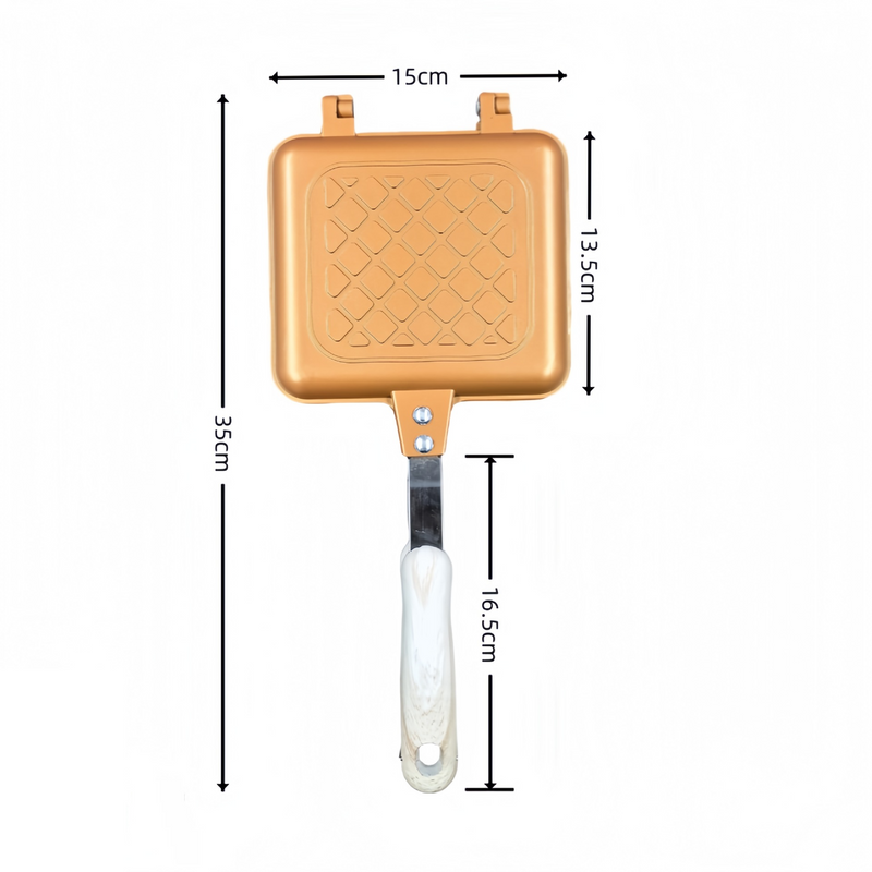 Pattern Grid Household Sandwich Baking Tray Breakfast Bread Toast Frying Pan Flat Bottom Non Stick Double Sided Baking Tray_voghion.com