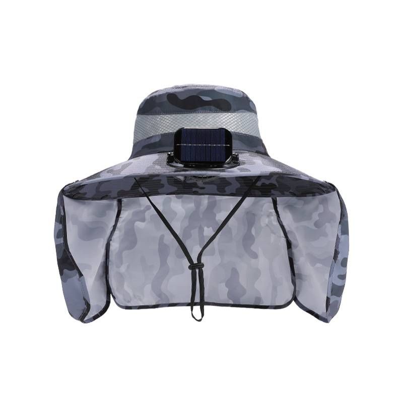 Outdoor Fishing, Mountain Climbing, Sun Hat, Fan Color Ultrasound, Large Eave With Fan, Fisherman Hat, Shawl, Neck Protection, Sun Protection Hat_voghion.com