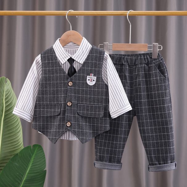 Barnkläder Barn rutig väst tredelad pojke stilig barnkläder trend_voghion.com
