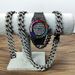 Hip Hop Uhr Halskette Set Kubanisches Armband Herrenuhr Set_voghion.com