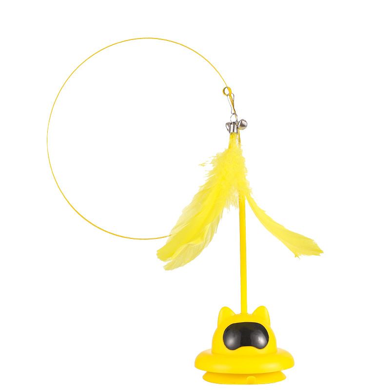 Cat lazy person big feather stick suction cup fixed tumbler long rod self hi tease cat toy_voghion.com