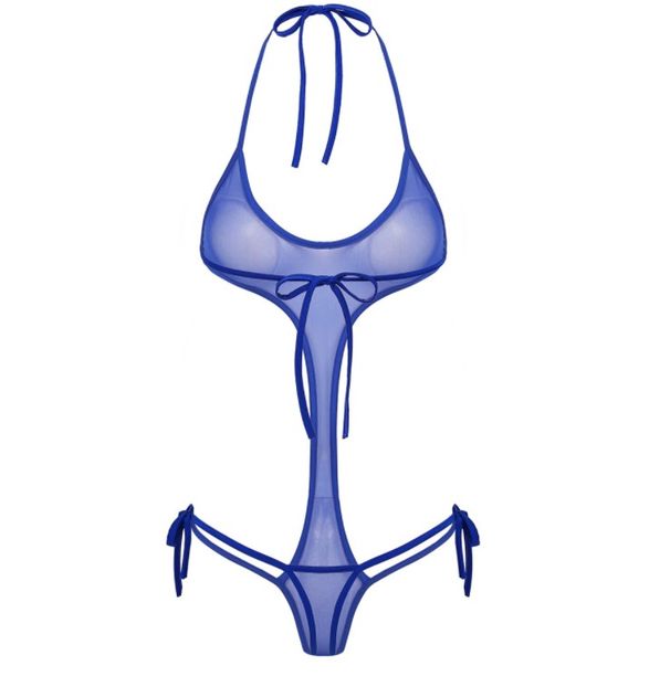 Costume da bagno intero da donna, sexy, in rete trasparente, con fascia a tre punti, costume da bagno Intimates_voghion.com