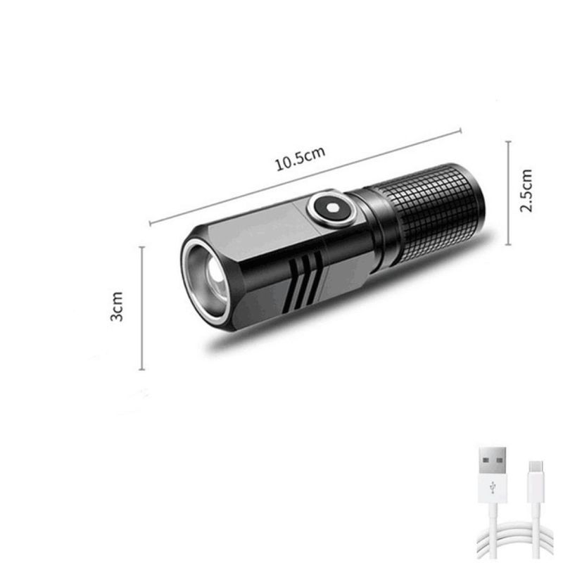 Mini LED fényes zseblámpa, újratölthető elemes elemlámpa kültéri használatra_voghion.com
