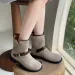 Women's Winter Martin Boots: Retro Round Toe Short Boots, Brown/Khaki 3c93_voghion.com