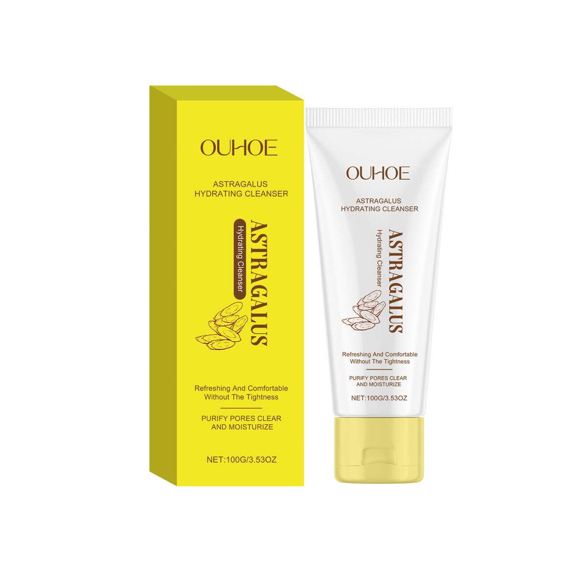 OUHOE Huangqi Clear nežno čisti kožo obraza, osvežilno in vlažilno čistilno mleko_voghion.com