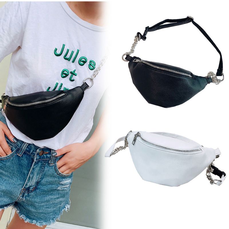 Lihao Chic Lady Borsa a tracolla a tracolla in tinta unita Marsupio sportivo sul petto in vita-Nero_voghion.com