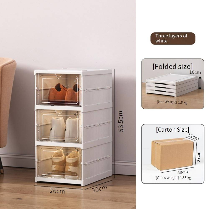 Shoe Cabinet Free Installation And Folding Transparent Folding Shoe Rack Plastic Shoe Box Storage Shoe Space Saving Storage Box Cross Border Factory_voghion.com